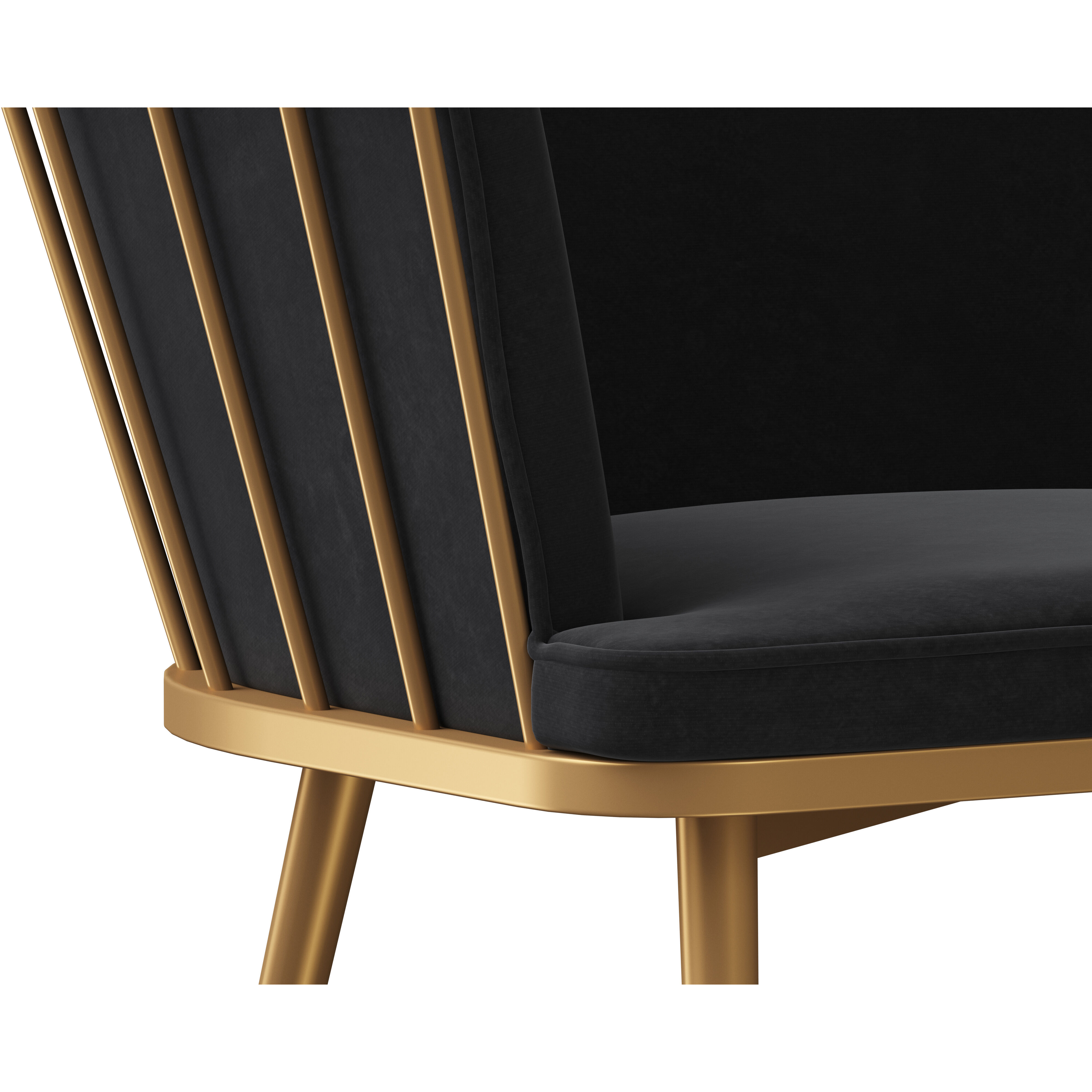 Caily Gold Dining Armchair in Abbington Black
